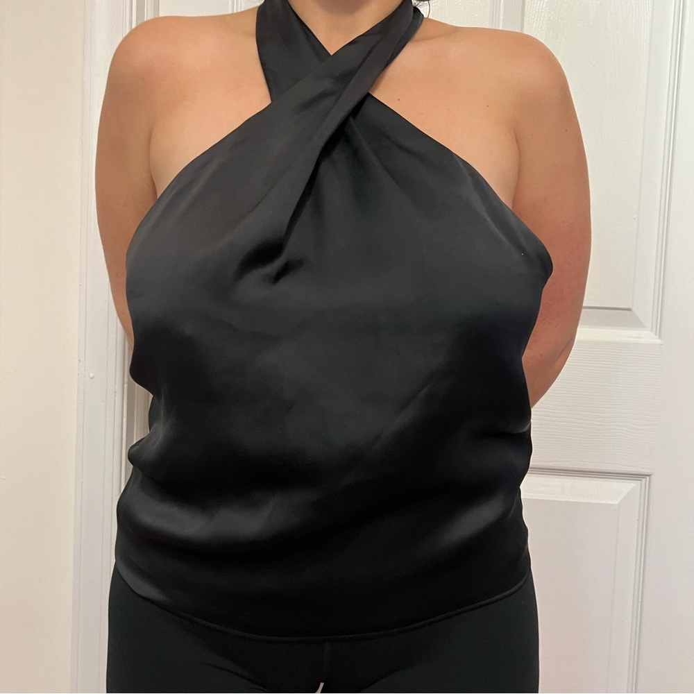 ZARA Black Tied Halter Top Size L